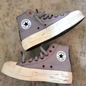Custom Distressed Converse High Top Platform Sneakers